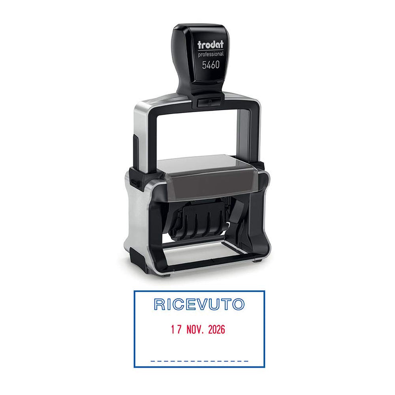 Trodat Professional 5460/L1 Self-Inking Date Display with Commercial Text Received – Two-Tone Cartridge Red-Blue – Text Plate Size Max 56 x 33 mm – Character Height 4 mm, 5460L1_P4.0