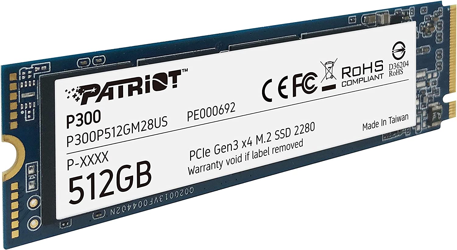 Patriot P300 M.2 PCIe Gen 3 x4 512GB Low-Power Consumption SSD