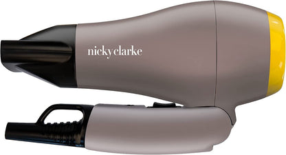 Nicky Clarke - Nicky Clarke NTD101 1200W Travel Hair Dryers with 2 Heat Settings Grey Black and Yellow