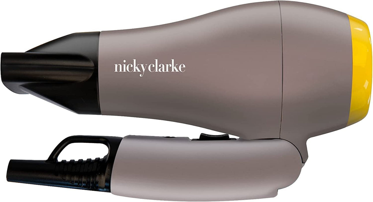 Nicky Clarke - Nicky Clarke NTD101 1200W Travel Hair Dryers with 2 Heat Settings Grey Black and Yellow