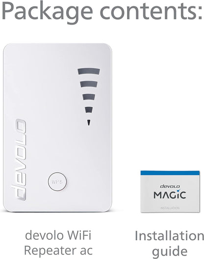 Devolo 9791 Wi-Fi ac Repeater (Wi-Fi Booster, Faster Internet using Dual Wi-Fi, compatible with all Routers, (1,200 mbps, 2x LAN Ports), White WiFi 5