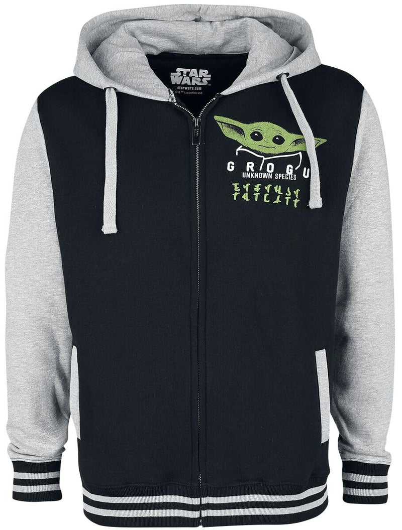 Star Wars The Mandalorian Grogu Men's Hooded Jacket Black/Grey Mottled M Black/Grey Mottled
