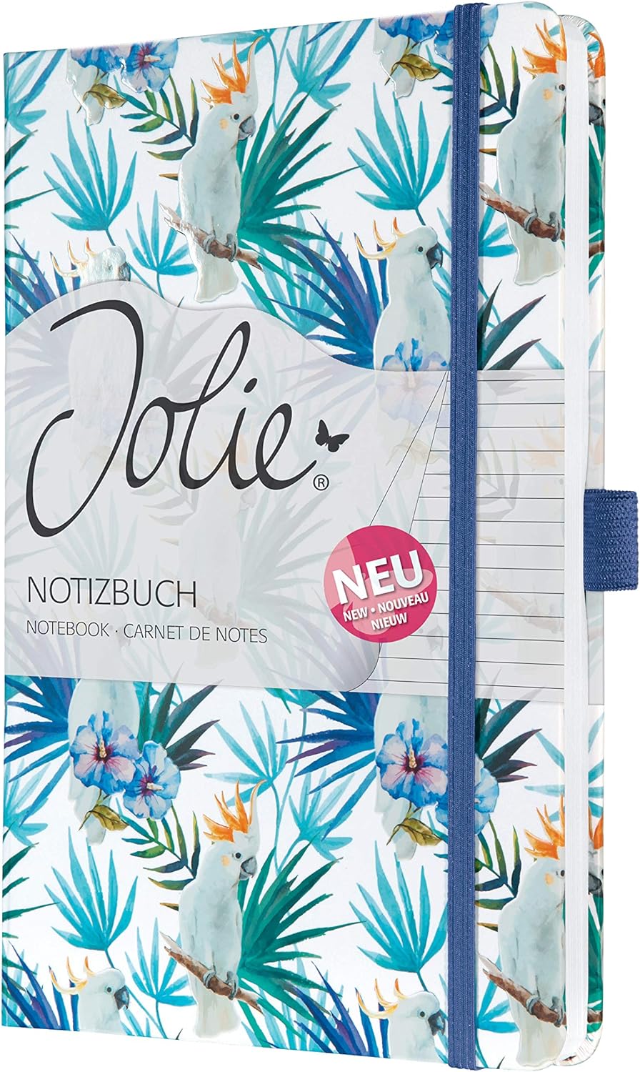 SIGEL JN325 Notebook Jolie, approx. A5, lined, hardcover, design indigo tropics Indigo Tropics - green blue