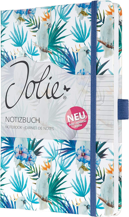 SIGEL JN325 Notebook Jolie, approx. A5, lined, hardcover, design indigo tropics Indigo Tropics - green blue