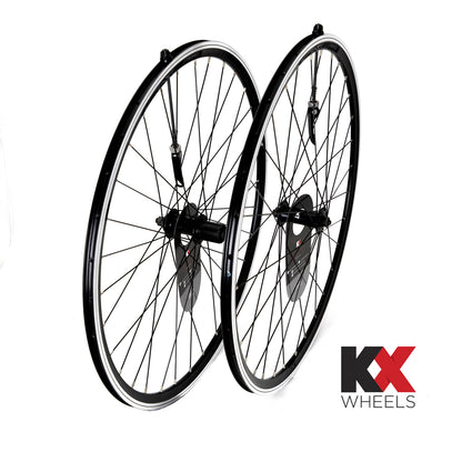 KX Pro Road 700C Q/R Sealed Bearing 8-10 Speed Wheels in Black - Front