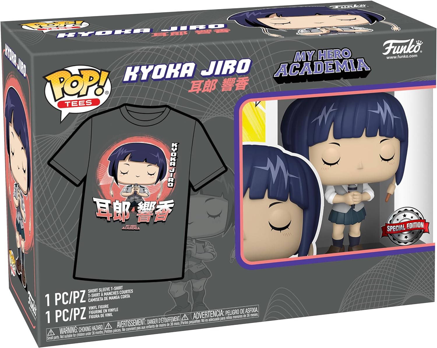 Funko Pop! & Tee: MHA - Jirou With Mic - Large - (L) - My Hero Academia - T-Shirt - Clothes With Collectable Vinyl Figure - Gift Idea - Toys and Short Sleeve Top for Adults Unisex Men and Women