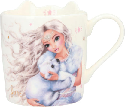Depesche 12033 TOPModel Iceworld Mug in White with Model Polar Bear Ears and Gold Print, Drinking Cup with Porcelain Handle, Capacity: Approx. 300 ml, Multi-Coloured