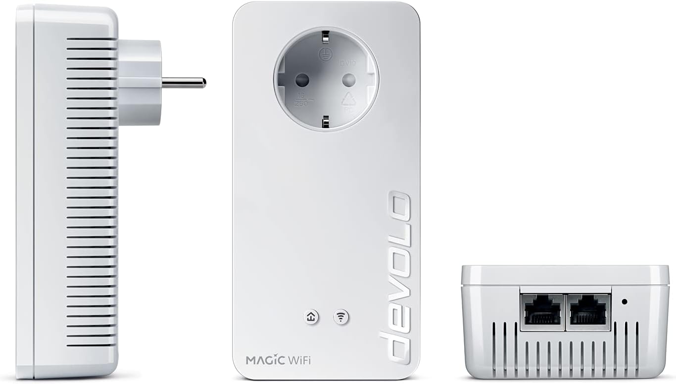 Devolo Magic 2 WiFi 6 Adapter, Powerline WiFi Adapter, up to 2400 Mbps, WiFi Mesh, 2X Gigabit dLAN 2.0, White