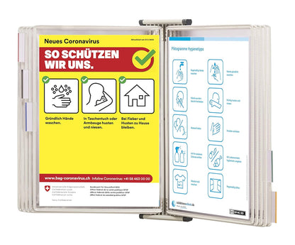 Tarifold Fr 414502- Sterifold Antimicrobial Wall Kit with 10 Swivel Pockets A4 Document Holder, White Frame
