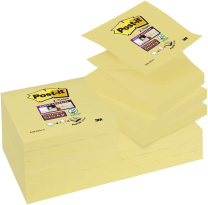 3M UK - Post-it Super Sticky Z-Notes R330-12SS-CY Canary Yellow 76 mm x 76 mm 90 Sheets Per Pad (Pack 12) 7000048167