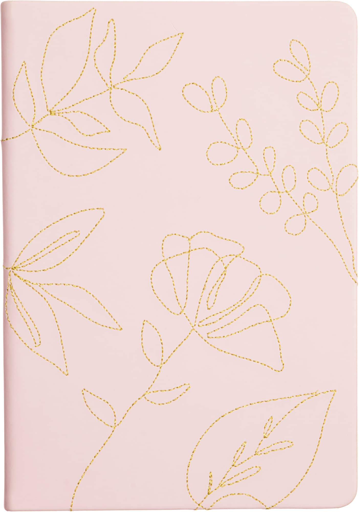 Eccolo Medium Lined Journal, Stitched Flexicover, A5 Writing Journal, 256 Ruled Ivory Pages, Ribbon Bookmark, Lay Flat, Notebook for Work or School, Gold Stitched Botanicals (5.75x8.25 inches)
