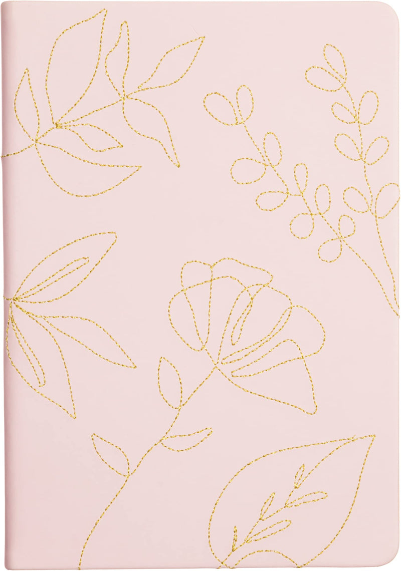 Eccolo Medium Lined Journal, Stitched Flexicover, A5 Writing Journal, 256 Ruled Ivory Pages, Ribbon Bookmark, Lay Flat, Notebook for Work or School, Gold Stitched Botanicals (5.75x8.25 inches)