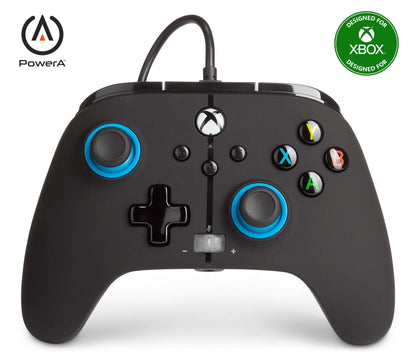 PowerA Enhanced Wired Controller for Xbox - Blue Hint, Gamepad, Wired Video Game Controller, Gaming Controller, Xbox Series X|S Blauer Hinweis