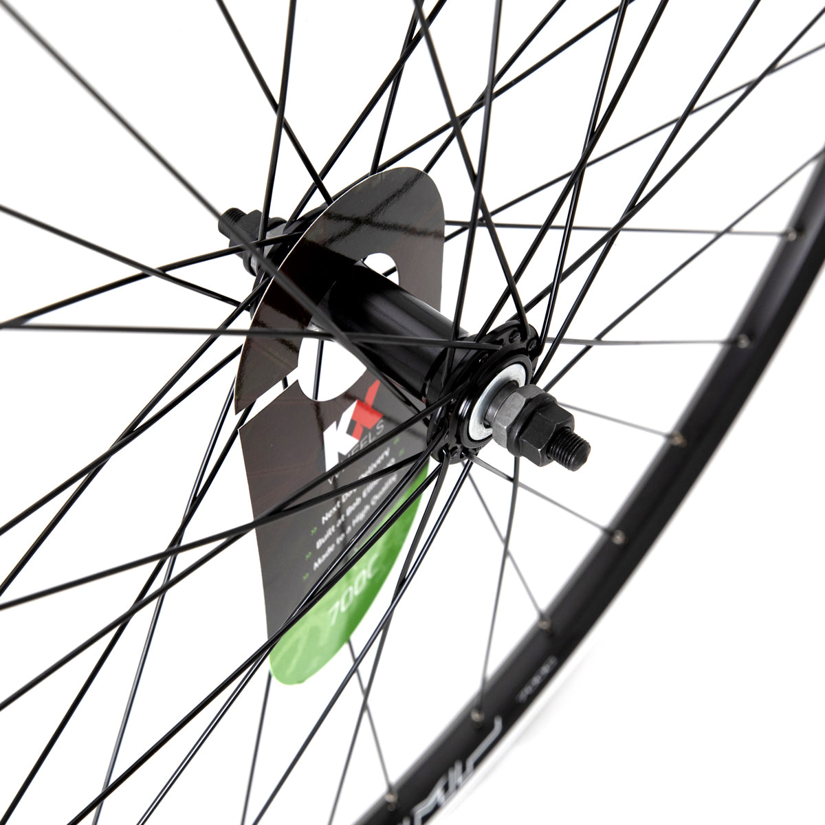 KX Hybrid 700C Doublewall Solid Axle Wheel Rim Brake in Black (Front)