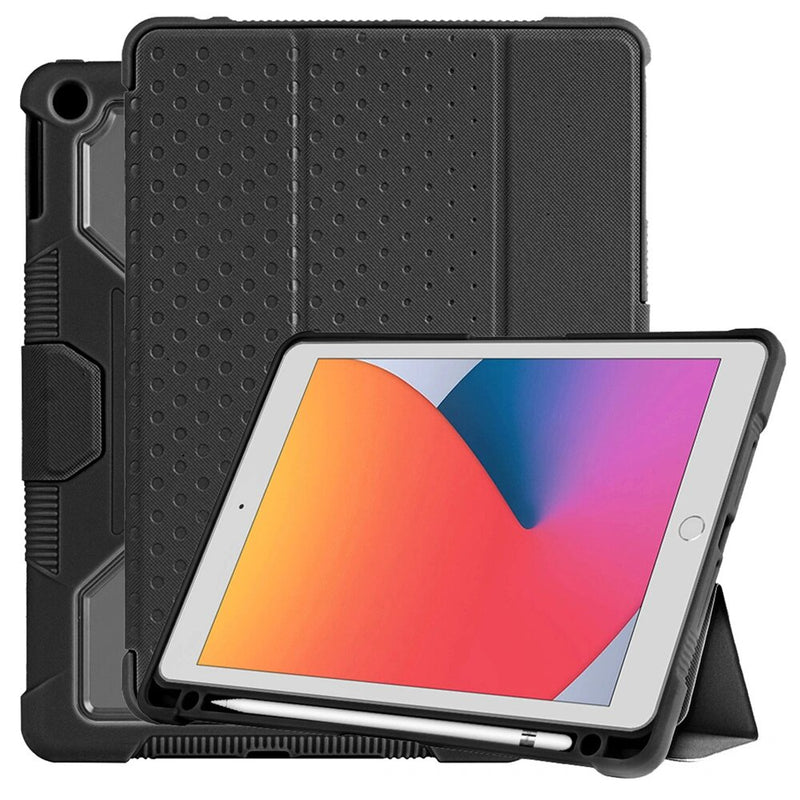 Techair Classic Essential - Flip Cover For Tablet - Rugged - Stand Folio - Silicone, Polycarbonate - Black - 10.2`` - For