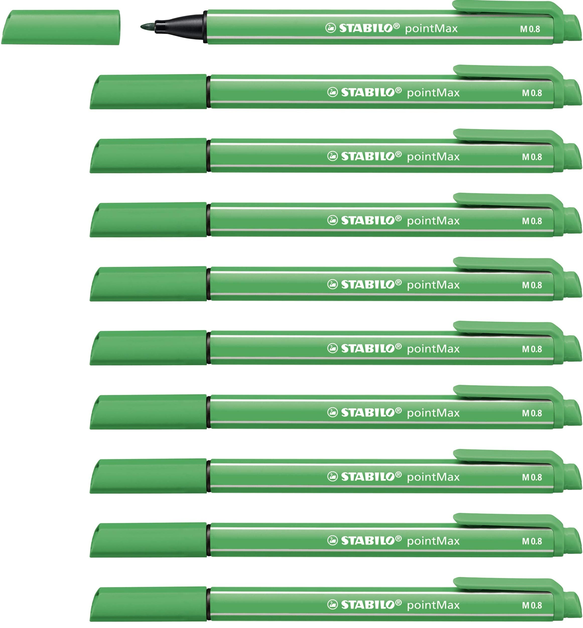 Nylon Tip Writing Pen - STABILO pointMax - Box of 10 - Green