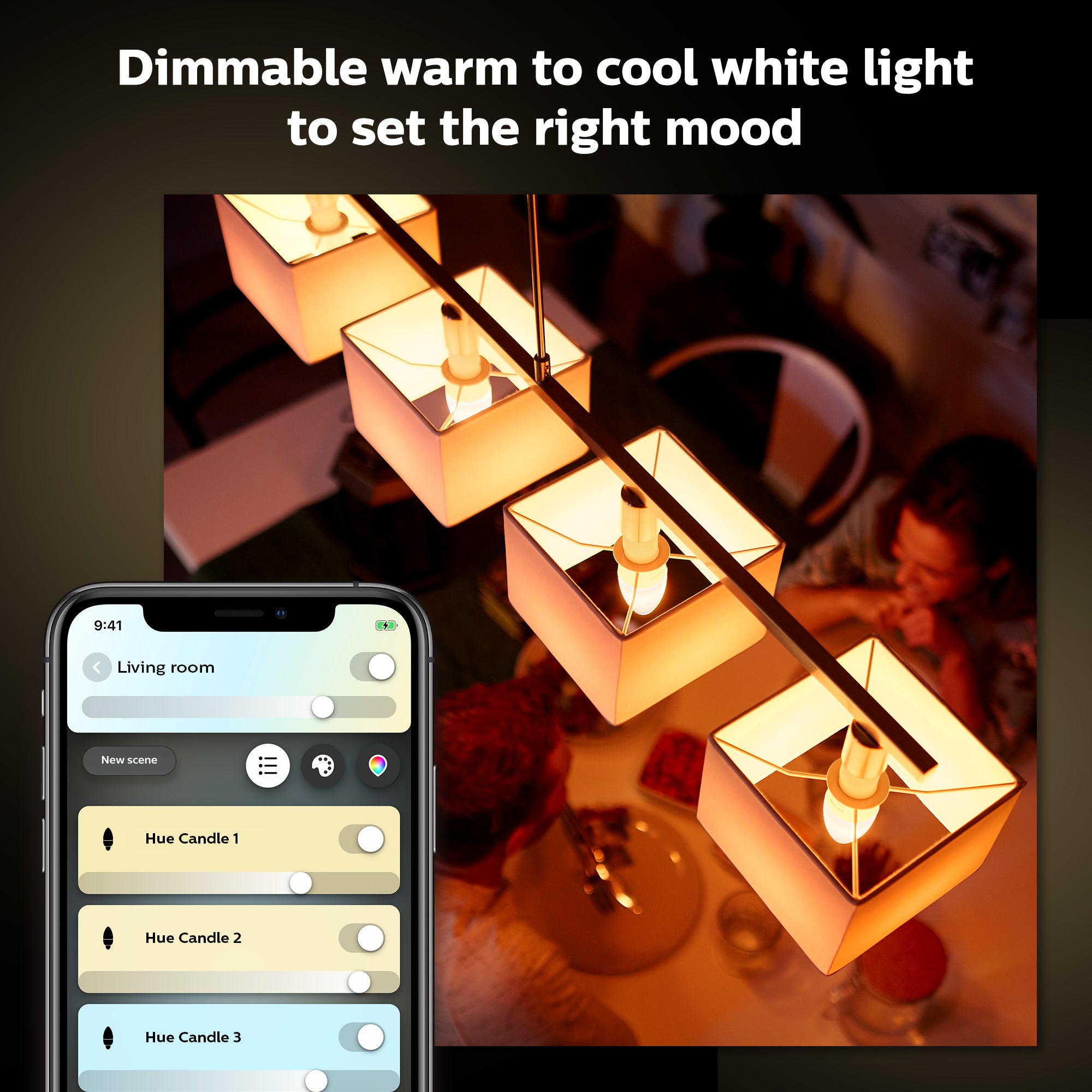 Philips Hue White - Led Light Bulb - Shape: Candle - E14 - 5.5 W (Equivalent 40 W) - Class F - Soft Warm White Light - 2
