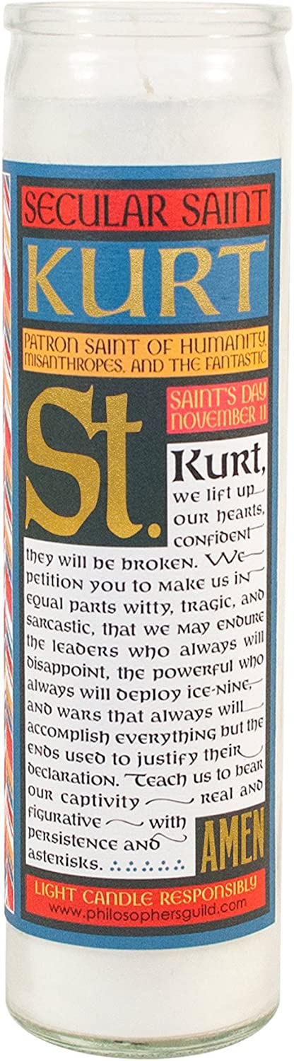 Kurt Vonnegut Secular Saint Candle - 8.5 Inch Glass Prayer Votive - [Dutch Import]