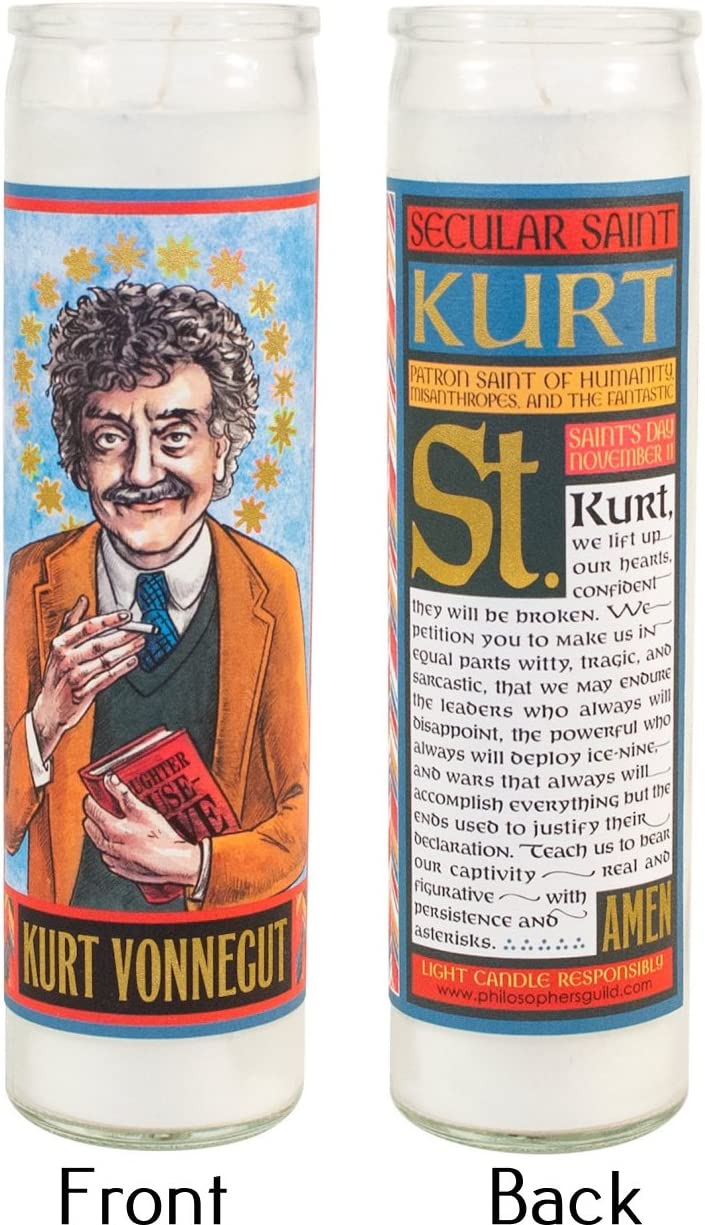 Kurt Vonnegut Secular Saint Candle - 8.5 Inch Glass Prayer Votive - [Dutch Import]