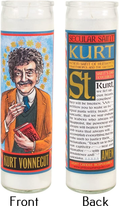 Kurt Vonnegut Secular Saint Candle - 8.5 Inch Glass Prayer Votive - [Dutch Import]