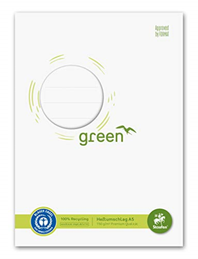 Staufen Staufen Green 794004500 Notebook Cover with Labelling Field DIN A5 150 g/m² Recycled Paper Perfect Protection for School Notebooks Colour White Pack of 10 White DIN A5