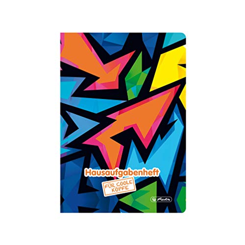 Herlitz 50027910 Exercise Book for Cool Heads A5 48 Sheets Neon Art Design Homework book