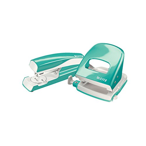 Esselte Leitz NeXXt 5008 Hole Punch and NeXXt 5502 Stapler in Set, Ice Blue