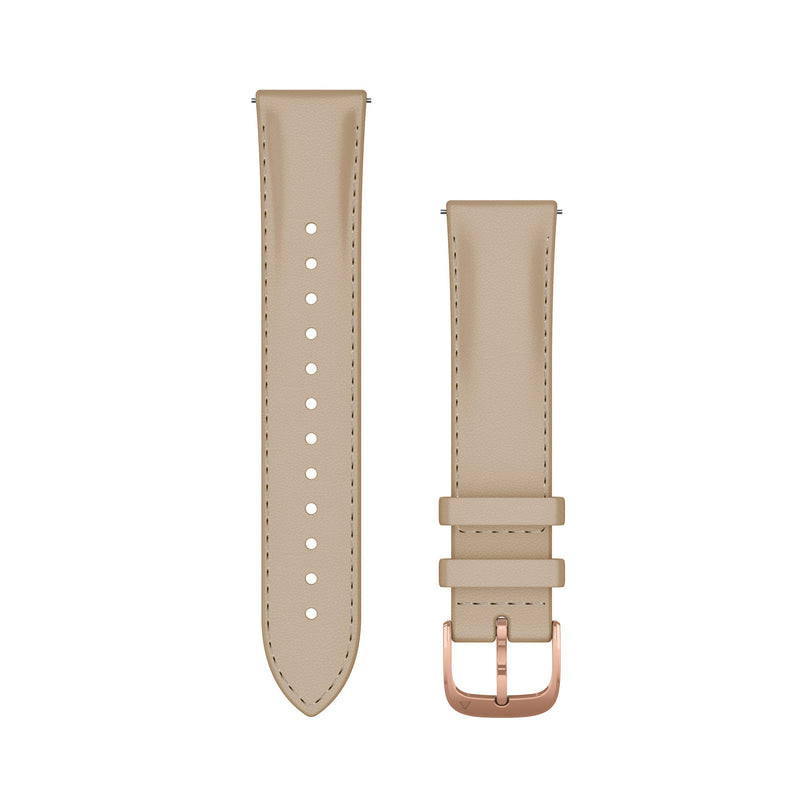 Garmin Quick-release strap Light Sand Band with 18K Rose Gold PVD Hardware 20mm Light Sand Leather Band with 18K Rose Gold PVD Hardware