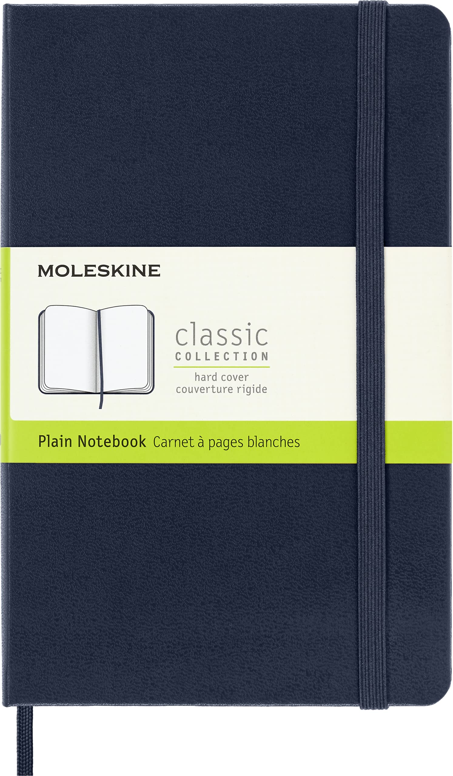 Moleskine Classic Plain Paper Notebook, Hard Cover and Elastic Closure Journal, Color Sapphire Blue, Size Medium 11.5 x 18 cm, 208 Pages Sapphire Blue Medium Plain