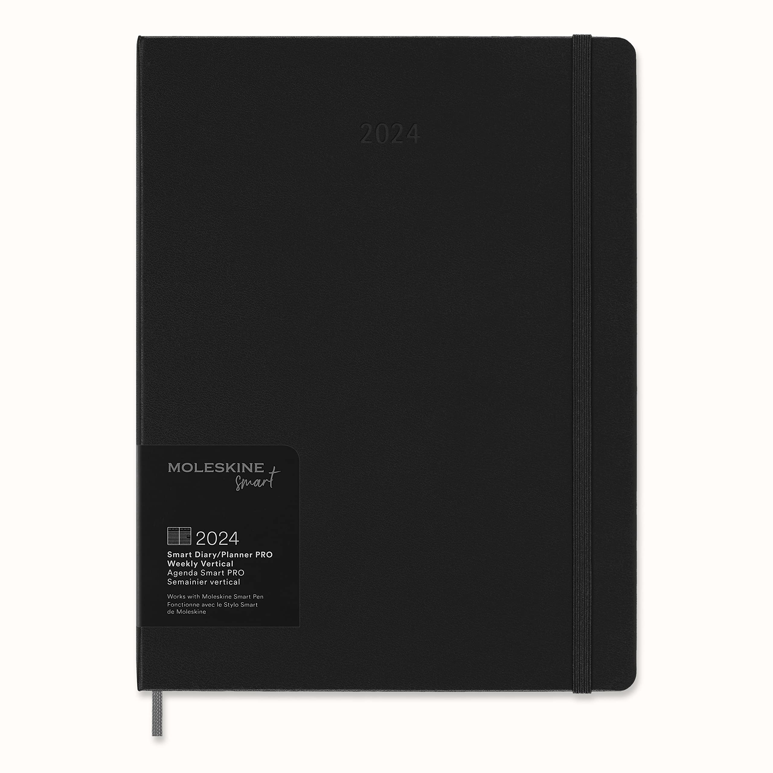 Moleskine 2024 Smart Pro Vertical Weekly Planner, 12M, Extra Large, Black, Hard Cover (7.5 x 10) PRO Weekly Vertical XL