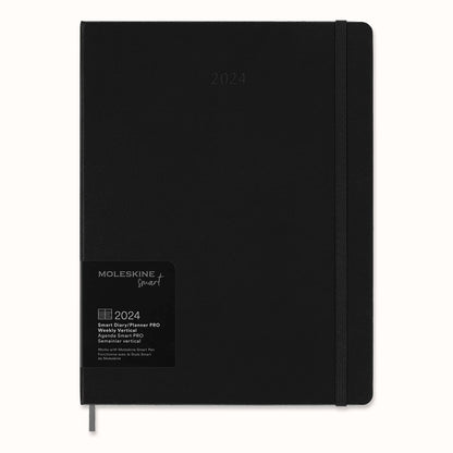 Moleskine 2024 Smart Pro Vertical Weekly Planner, 12M, Extra Large, Black, Hard Cover (7.5 x 10) PRO Weekly Vertical XL