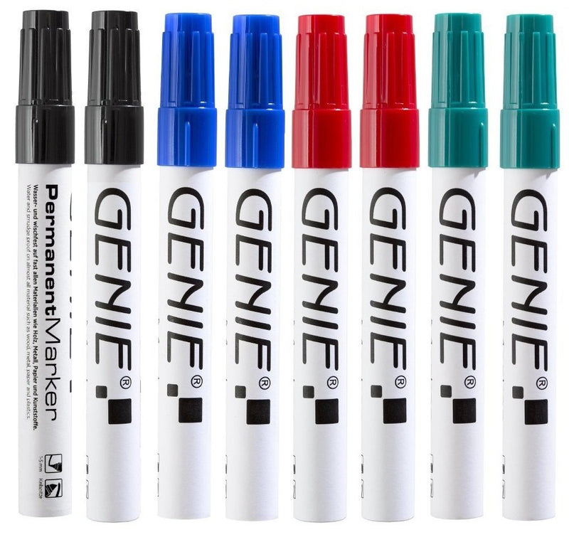 Genie Permanent Marker Pack of 8 1-5 mm Chisel tip