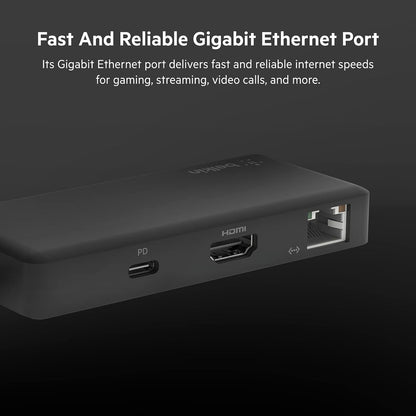 Belkin 5 in 1 Multiport Hub Adapter Optimized for Chromebook with 4K 60hz HDMI Port, USB Type C 86W Power Delivery, 2 USB A 3.1 Gen 1 & Small, Portable, Compact Size, Black (INC008btBK) 5 in 1 (for Chromebook)