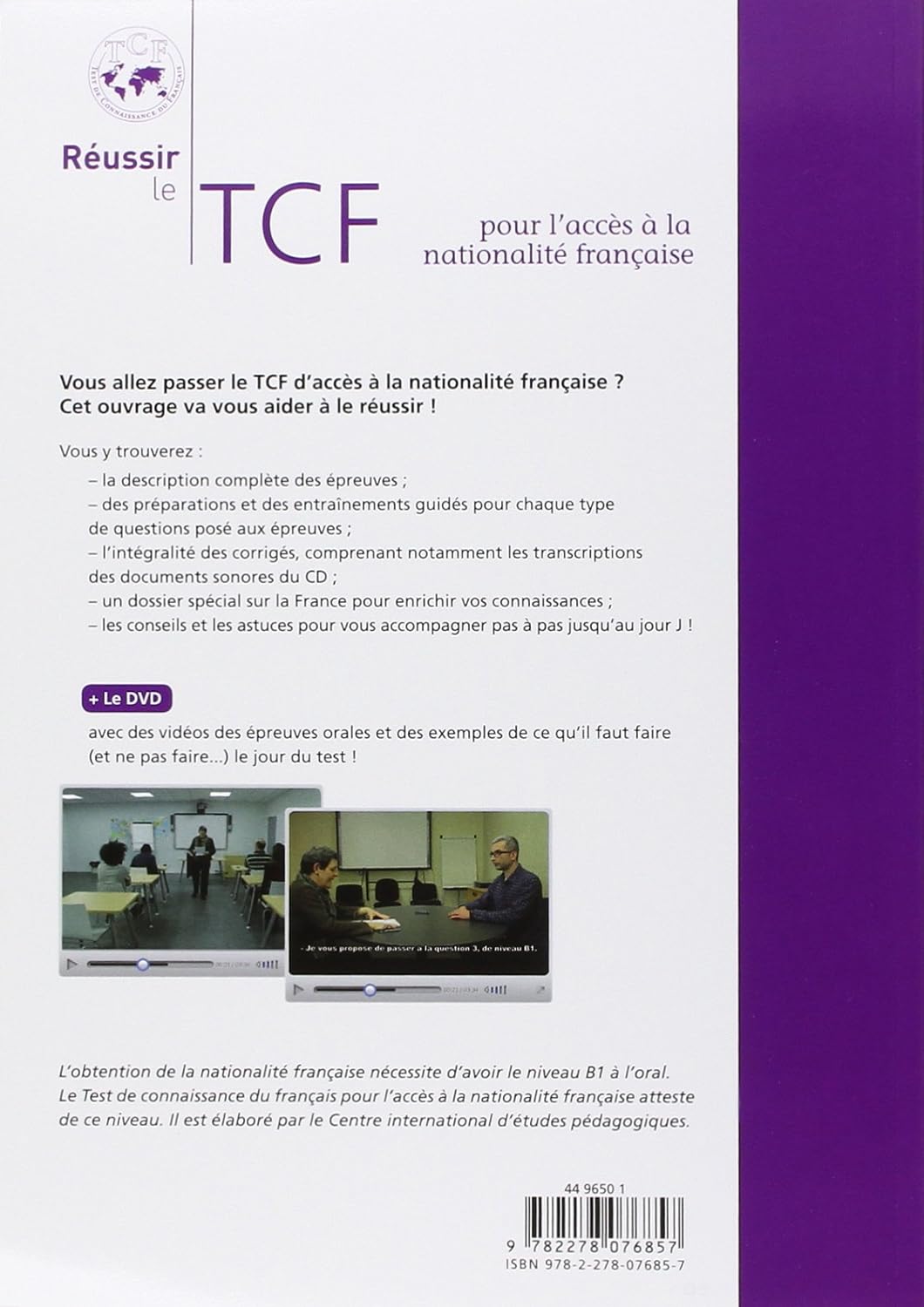 Reussir le TCF - pour l'acces a la nationalite francaise + CD/
