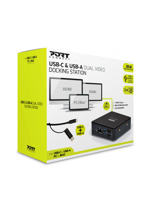 Port Designs 901908-UK notebook dock/port replicator Wired USB 3.2 Gen 1 (3.1 Gen 1) Type-C Black