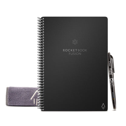 Bic - Rocketbook Fusion Executive A5 Reusable Smart Notebook 42 Multi-Format Style Pages Black 505468