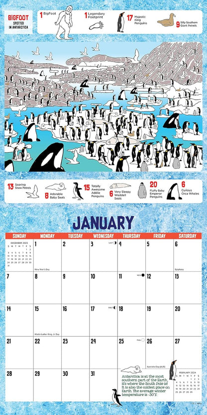 Bigfoot Seek & Find 2024 12 X 12 Wall Calendar