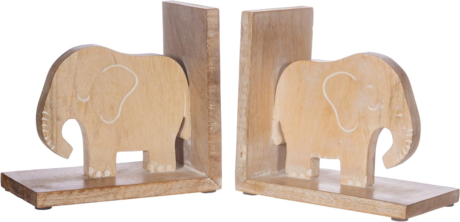 Elephant Wooden Bookends
