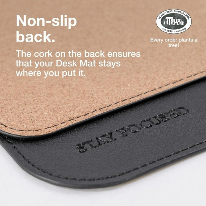 Woodcessories - Vegan Leather Desk Pad, Black Desk Pad, Faux Leather, Realistic & Vegan (Black, L) Vegan Leather/Black