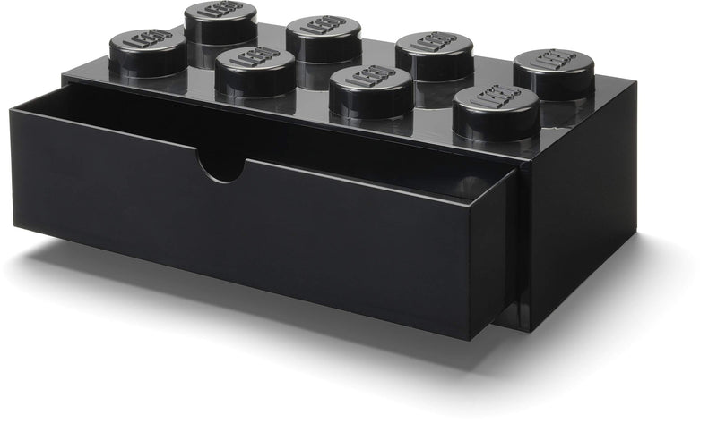 Room Copenhagen, Lego Desk Drawer - Stackable Tabletop Storage - 12.4” x 6.2” x 4.5” - Brick 8, Black (40211733-Parent) Black Brick 8