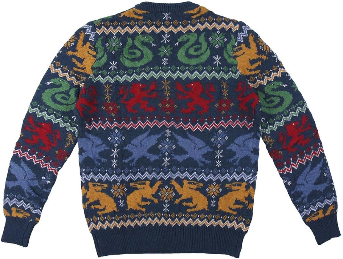 CERDÁ LIFE'S LITTLE MOMENTS Women's Hogwarts Knitted to Spend Endearing and Family-Christmas Sweater Woman and Man Sweatshirt XXL Blue