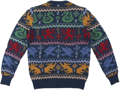 CERDÁ LIFE'S LITTLE MOMENTS Women's Hogwarts Knitted to Spend Endearing and Family-Christmas Sweater Woman and Man Sweatshirt XXL Blue