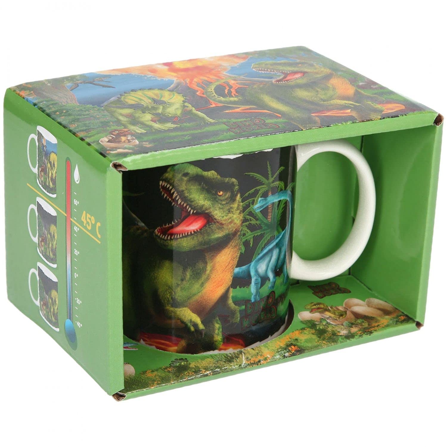 Depesche 11638 Dino World Colour Changing Effect Porcelain Mug 11 oz Capacity Ideal for Cocoa, Coffee, Tea and Other Drinks