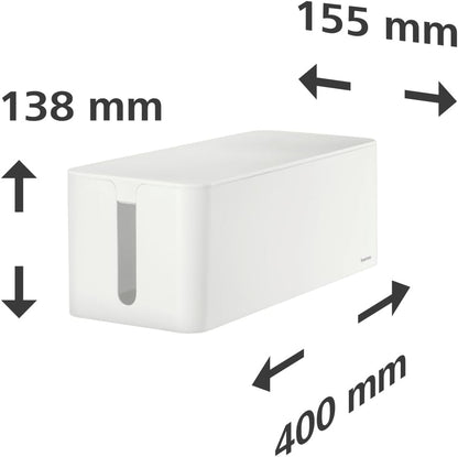 Hama Maxi Cable Box with Rubber Feet, 40 x 15.5 x 13.8 cm, White Large White