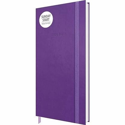 2024 Fashion Diary Sunday Start Purple Soft Touch Slim Diary