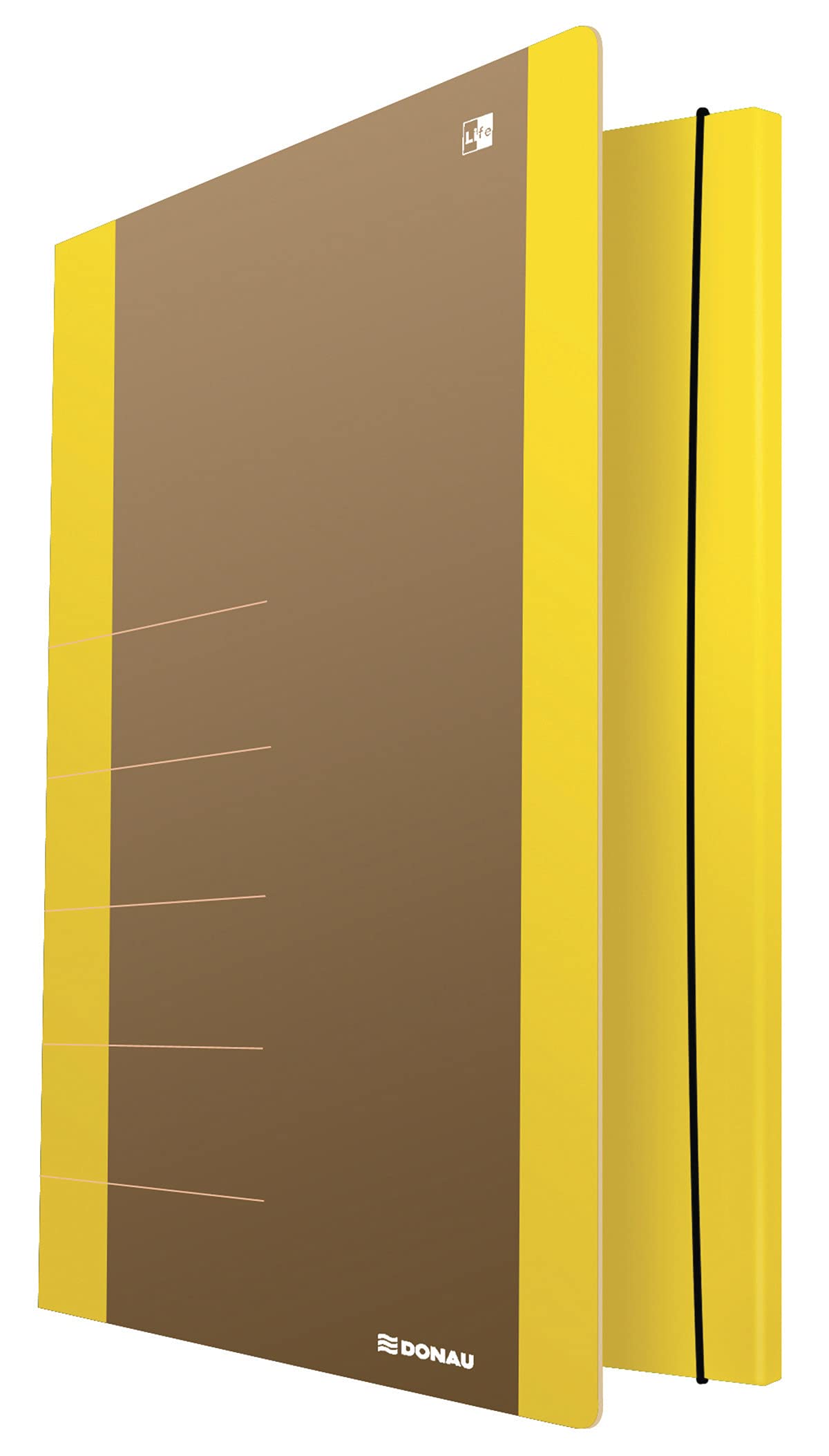 Cardboard Folder with Elastic Band DONAU Life 500gsm A4 Yellow/Document Archiving/Type-3-flap/Kind-with Eraser/Material-Cardboard/Colour-Yellow/Format-A4 / Weight (g/m2)-500