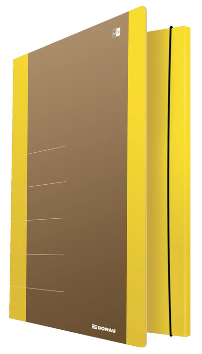 Cardboard Folder with Elastic Band DONAU Life 500gsm A4 Yellow/Document Archiving/Type-3-flap/Kind-with Eraser/Material-Cardboard/Colour-Yellow/Format-A4 / Weight (g/m2)-500