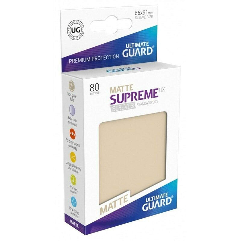 Ultimate Guard Supreme UX Card Sleeves (80 Piece), Matte Sand, Standard Size (UGD010566)