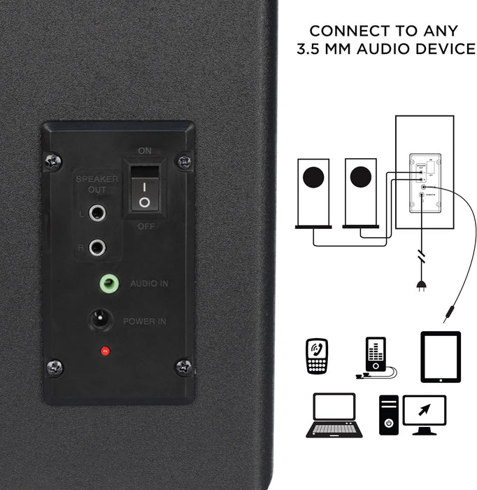 GOgroove BassPULSE 2.1 Computer Speakers with Green LED Glow Lights and Powered Subwoofer - Gaming Speaker System for Music on Desktop, Laptop, PC with 40 Watts, Heavy Bass