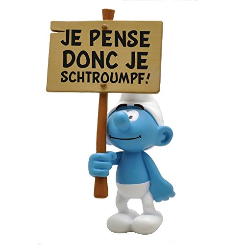 Puffi (I): Plastoy - Collector`S Figure Puffo Con Segno Je Pense Donc Je Schtroumpf